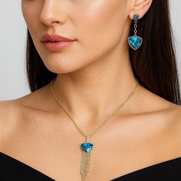 7 Charming Sisters Rose Gold Swarovski Crystal Necklace and Earring Set - Picture 1 of 7